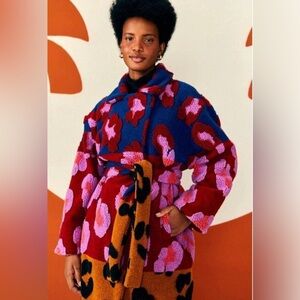 NWT Farm Rio Mixed Leopard Teddy Coat